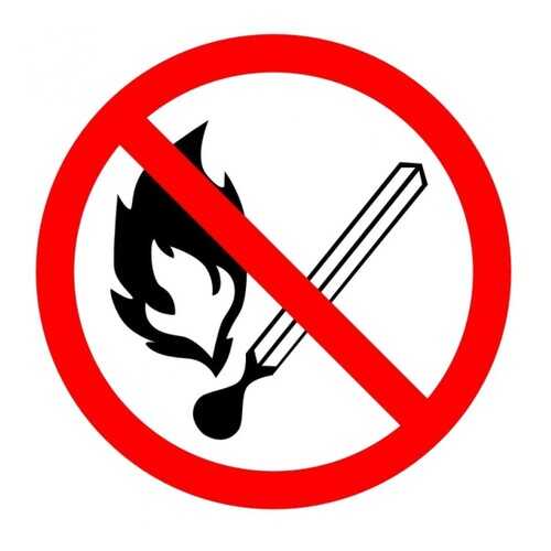 Знак P02 Запрещается пользоваться открытым огнем и курить 20х20 в Домовой